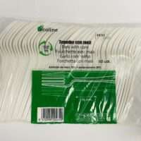 Tenedor compostable maiz 16,6cm paq 50 uds